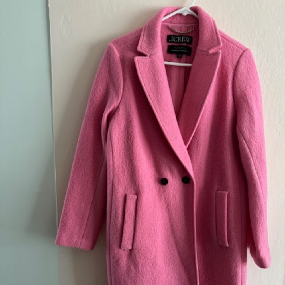 Women's Pink J Crew Trench Coat / Pea Coat, size 8